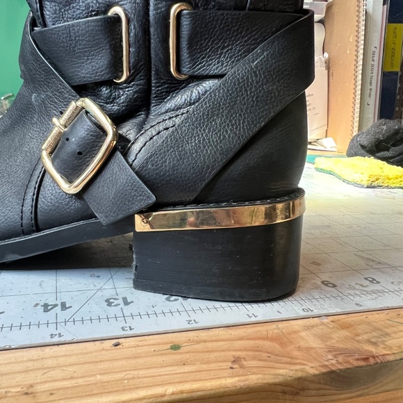 Vince Camuto Black and Gold Moto Boots - Picture 7 of 16